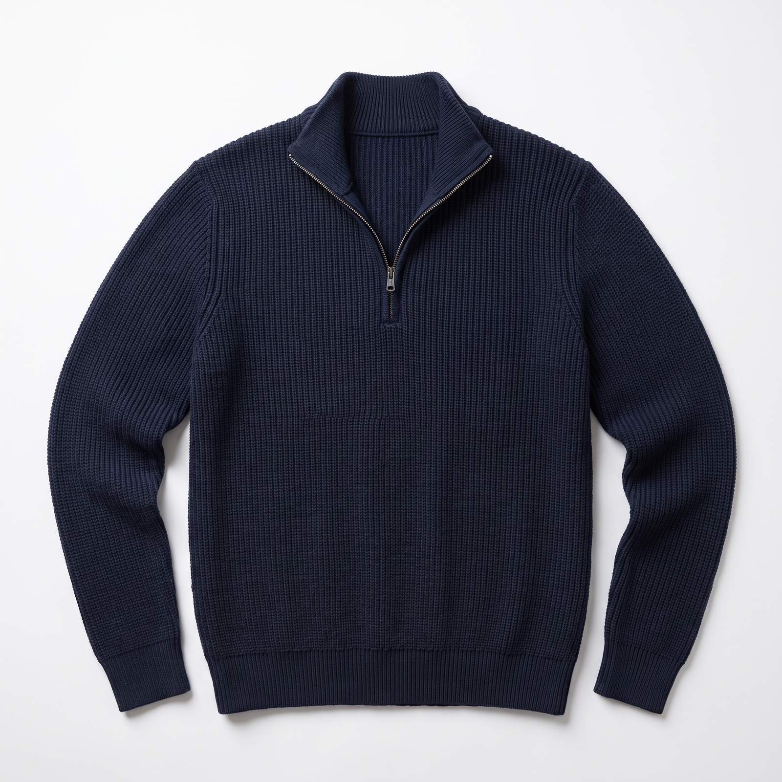 AI-generated sample still: navy Northlane quarter-zip flat lay on white